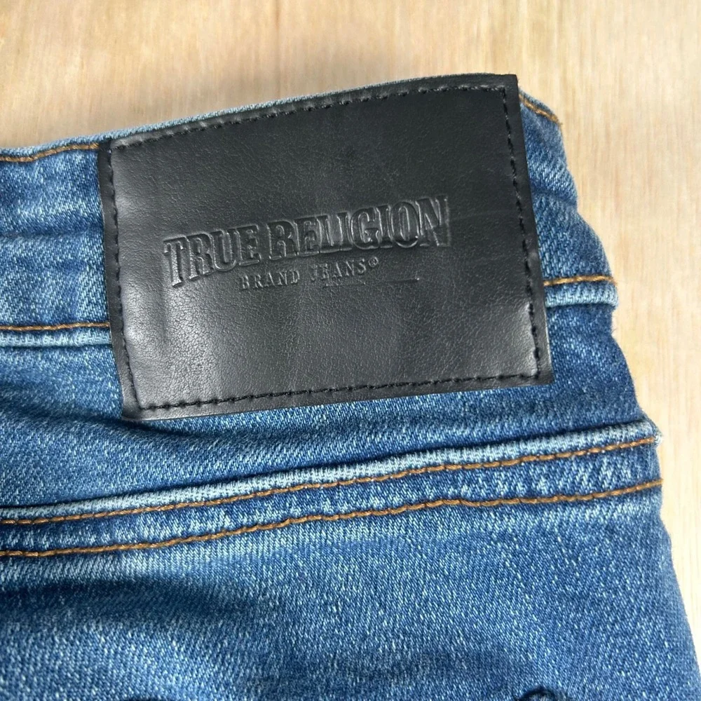 True Religion Becca Mid Rise Bootcut Jeans Blue Raw Hem Size 34x30 Mens